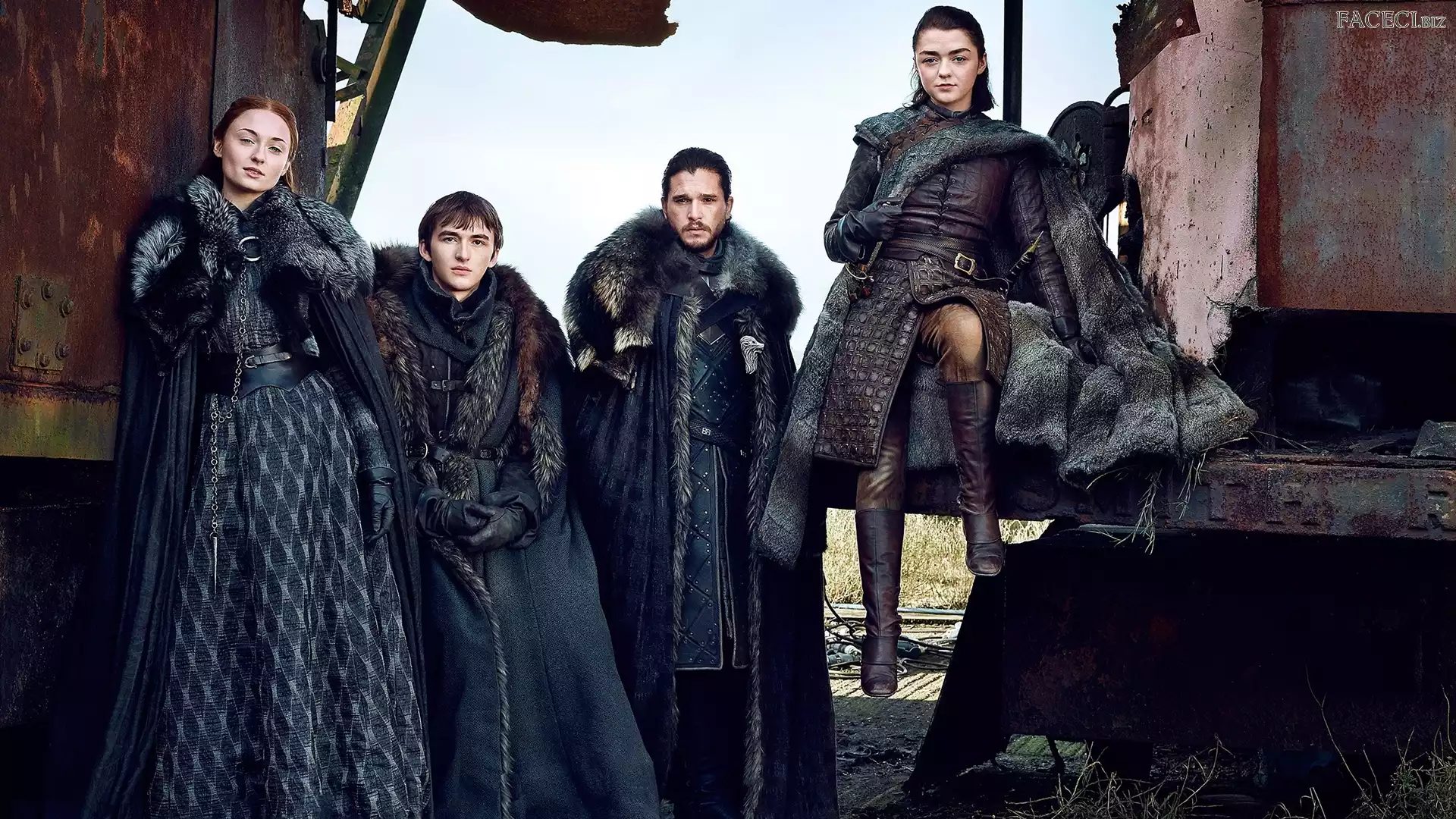 Sophie Turner - Sansa Stark, Gra o Tron, Maisie Williams - Arya Stark, Kit Harington - Jon Snow, Game of Thrones, Isaac Hempstead-Wright - Bran Stark