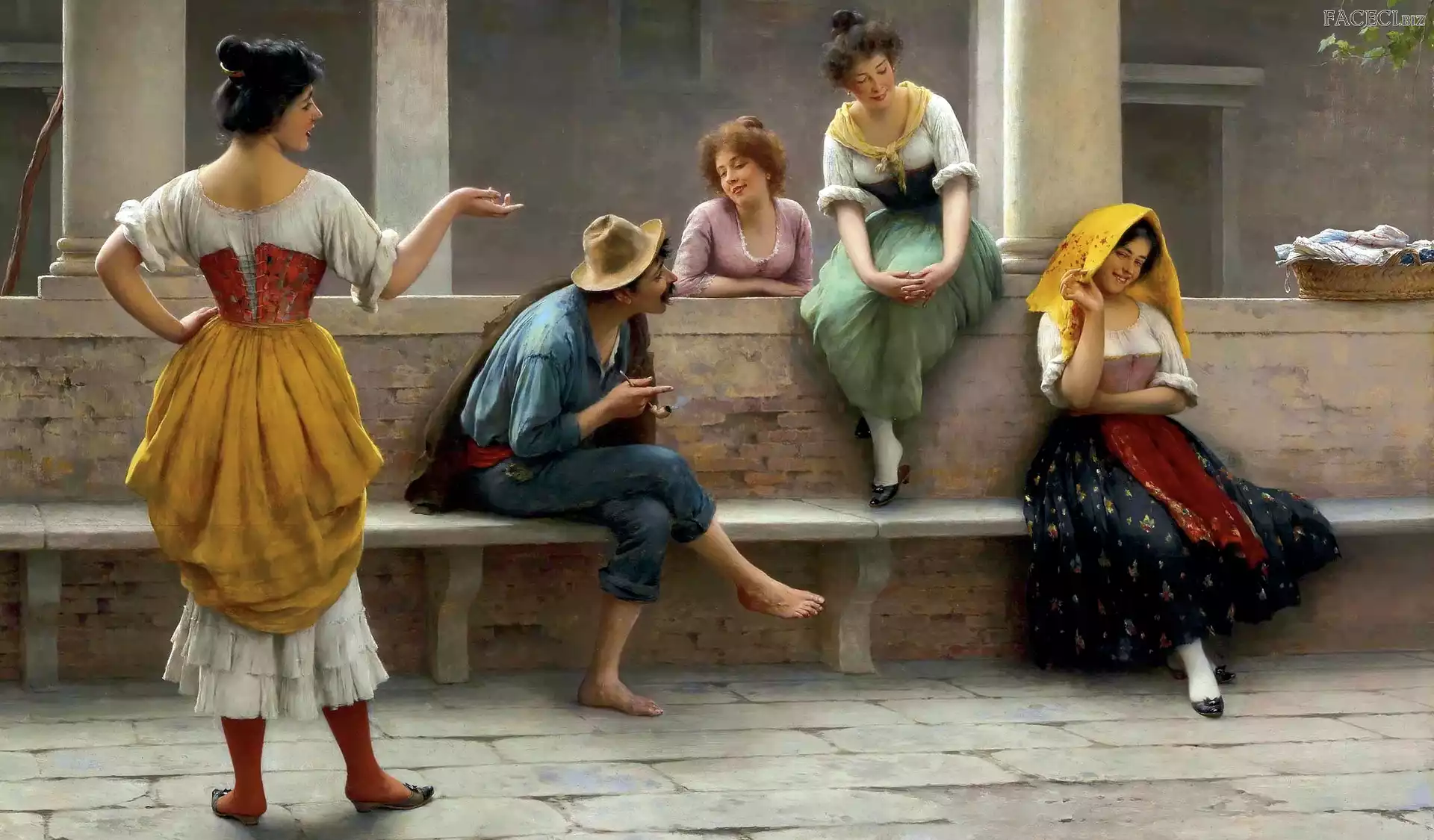 Eugene de Blaas, Obraz, Mężczyzna, Kobiety, Malarstwo