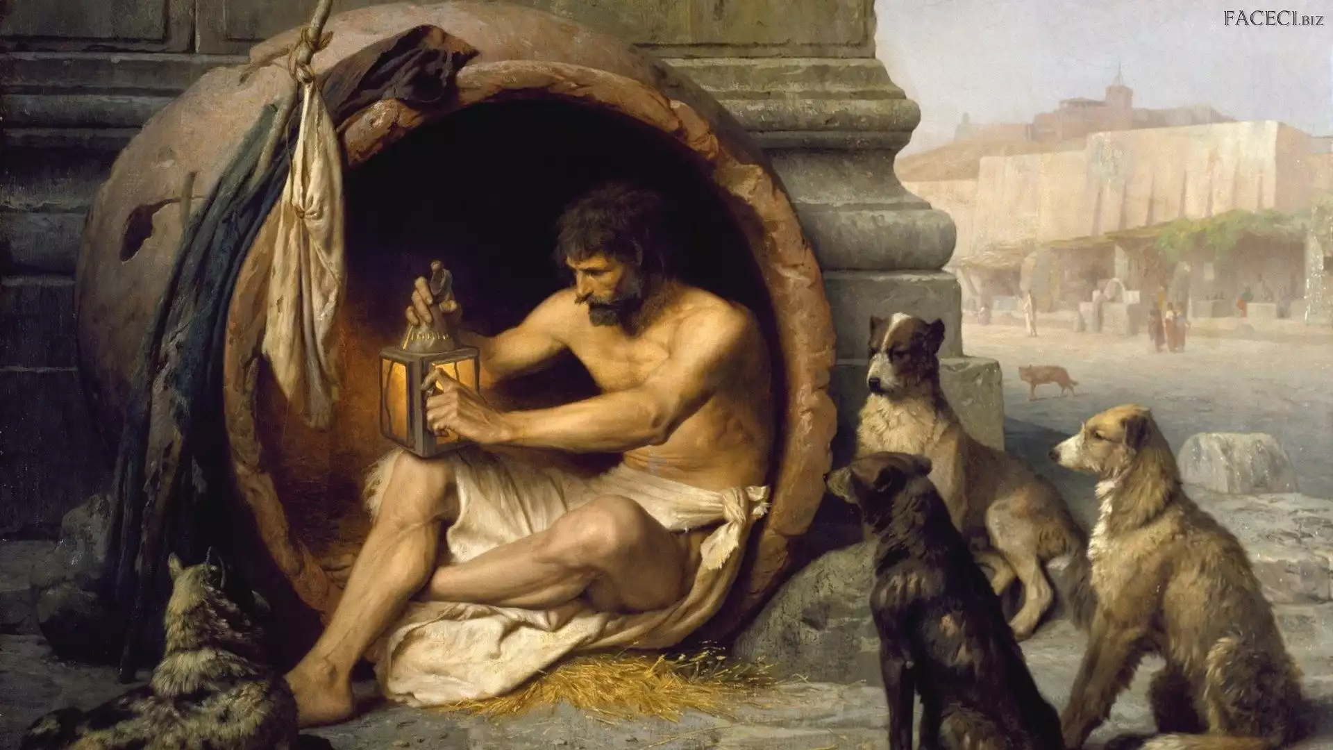 Jean Leon Gerome, Malarstwo, Psy, Mężczyzna, Obraz, Diogenes